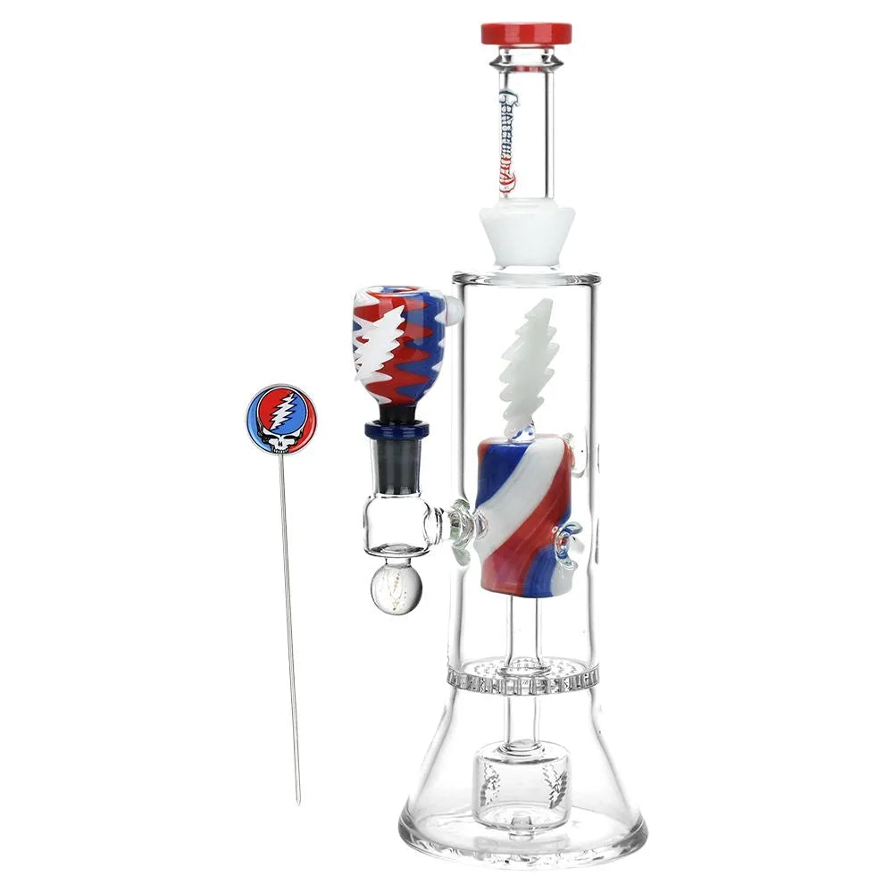 Grateful Dead x Pulsar Lightning Bolt Glass Water Pipe - 11.25" / 14mm F, BDD Wholesale