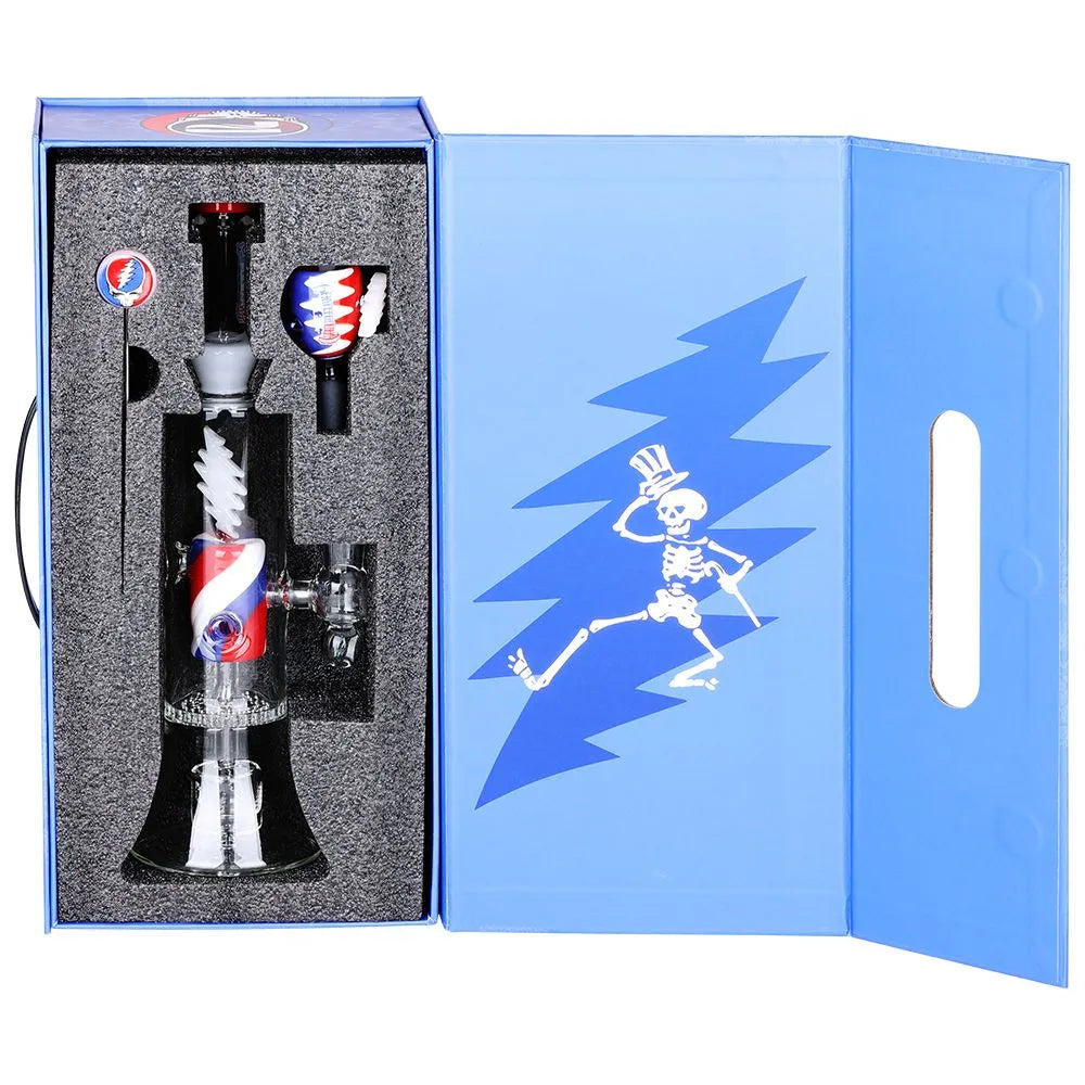 Grateful Dead x Pulsar Lightning Bolt Glass Water Pipe - 11.25" / 14mm F, BDD Wholesale
