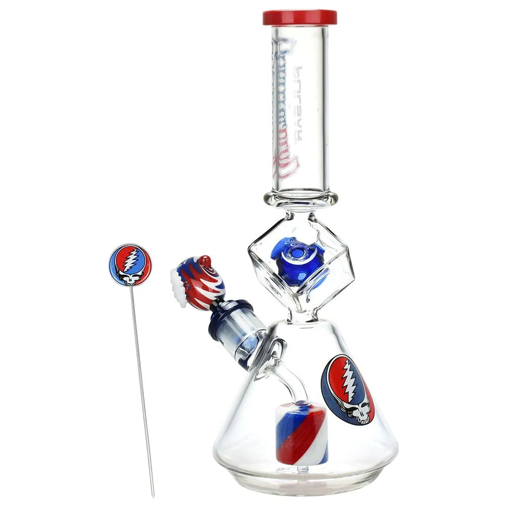 Grateful Dead x Pulsar Inception Cube Beaker Glass Water Pipe - 12.75" / 14mm F, BDD Wholesale
