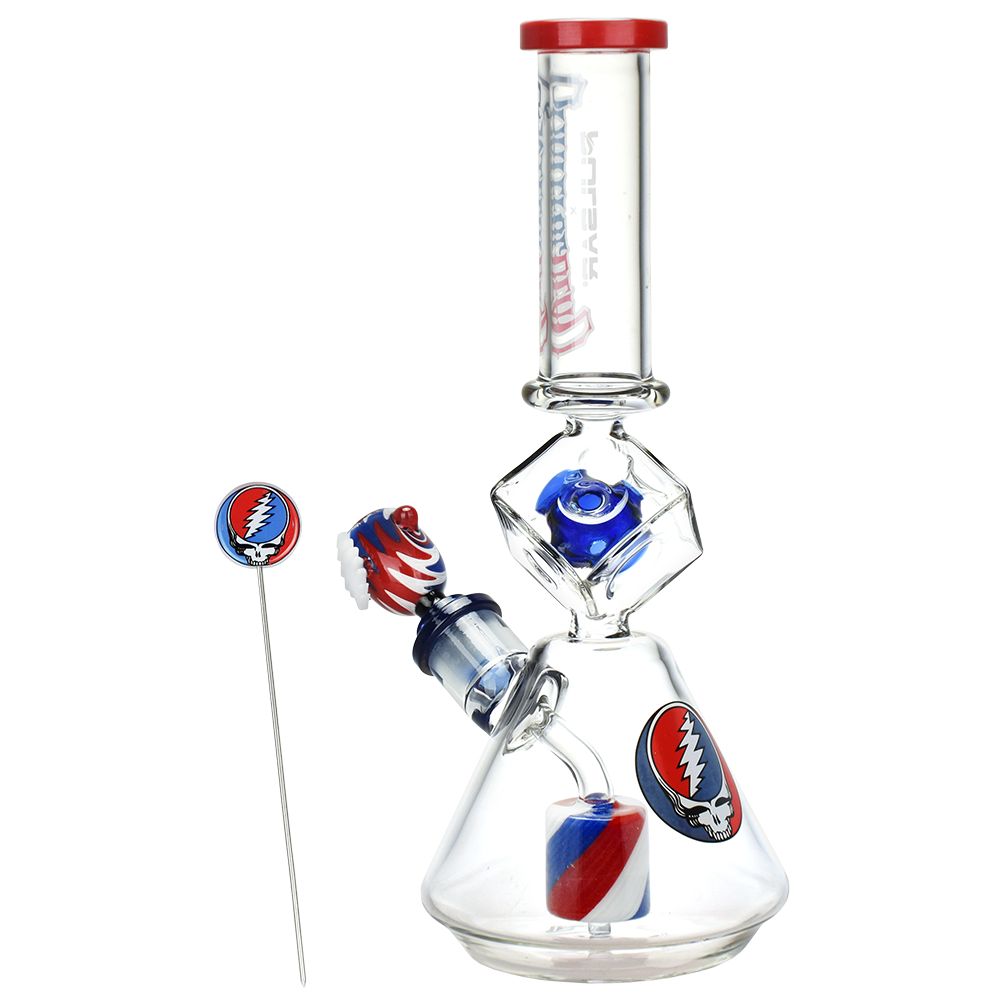 Grateful Dead x Pulsar Inception Cube Beaker Glass Water Pipe - 12.75" / 14mm F, BDD Wholesale