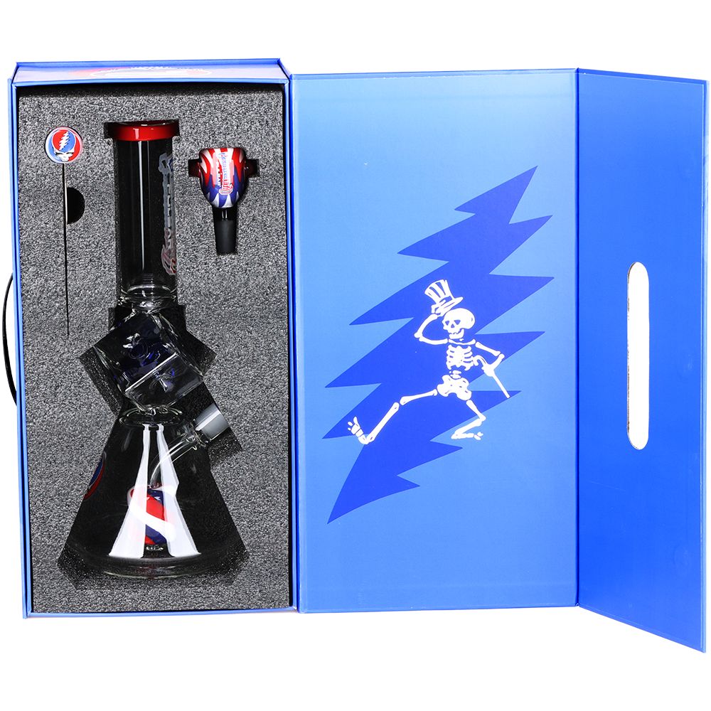 Grateful Dead x Pulsar Inception Cube Beaker Glass Water Pipe - 12.75" / 14mm F, BDD Wholesale