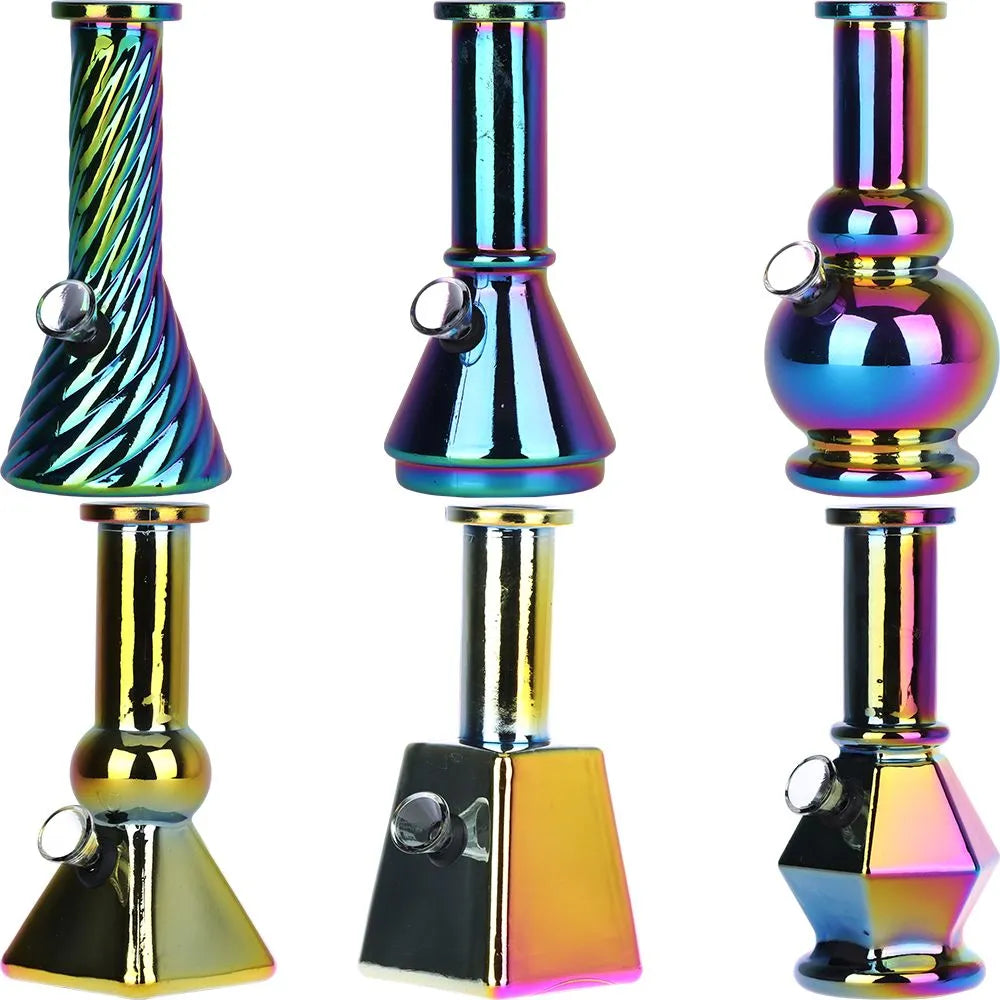 SeshGear Glass Mini Water Pipe | 6" | Grommet | Assorted Styles | 6ct Display, BDD Wholesale
