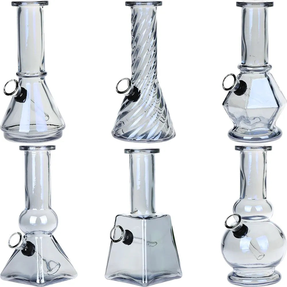 SeshGear Glass Mini Water Pipe | 6" | Grommet | Assorted Styles | 6ct Display, BDD Wholesale