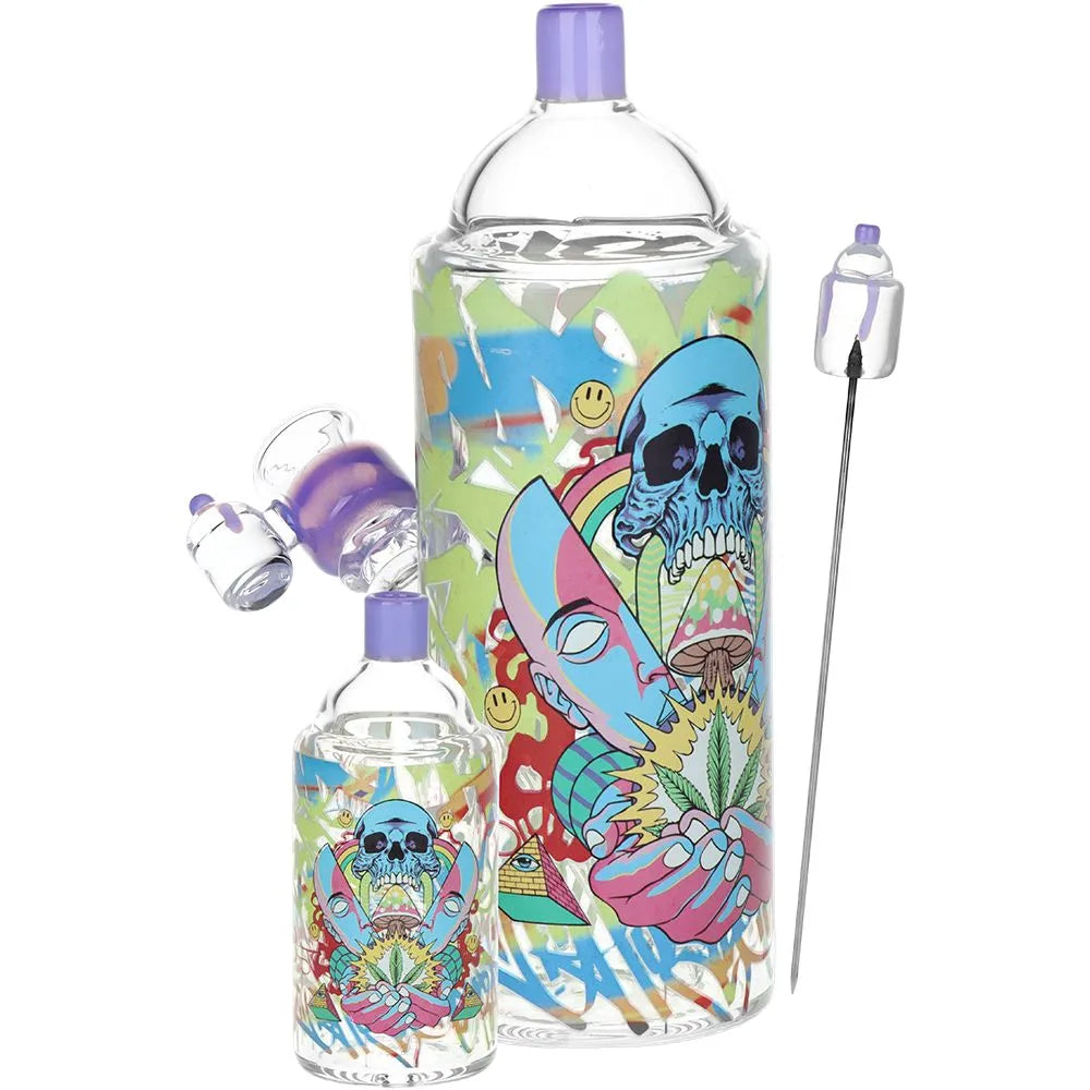 Pulsar Graffiti Series Spray Paint Glass Water Pipe Set / 7.5" / 14mm F, BDD Wholesale