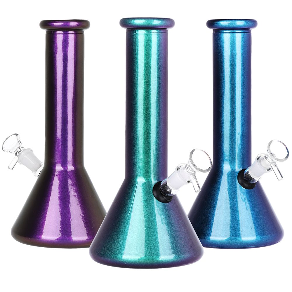SeshGear Boxed Sparkle and Shine Beaker Glass Water Pipe - 10" / 14mm F / Colors Vary, BDD Wholesale