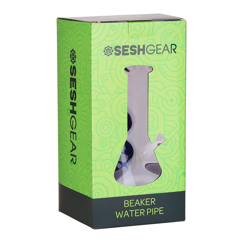 SeshGear Boxed Ombre Beaker Glass Water Pipe - 10" / 14mm F / Colors Vary, BDD Wholesale