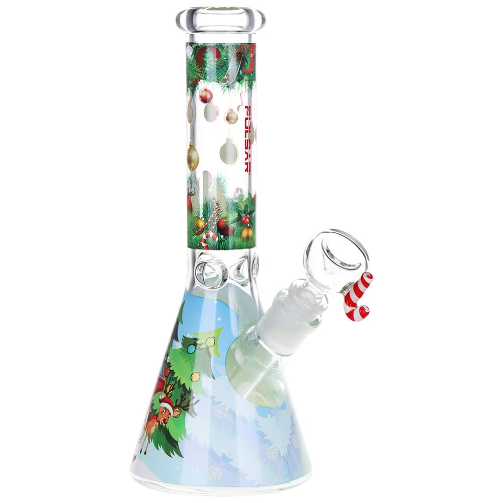 Pulsar Ho-Ho-Holiday Glass Smoking Set - 10" / 14mm F, BDD Wholesale