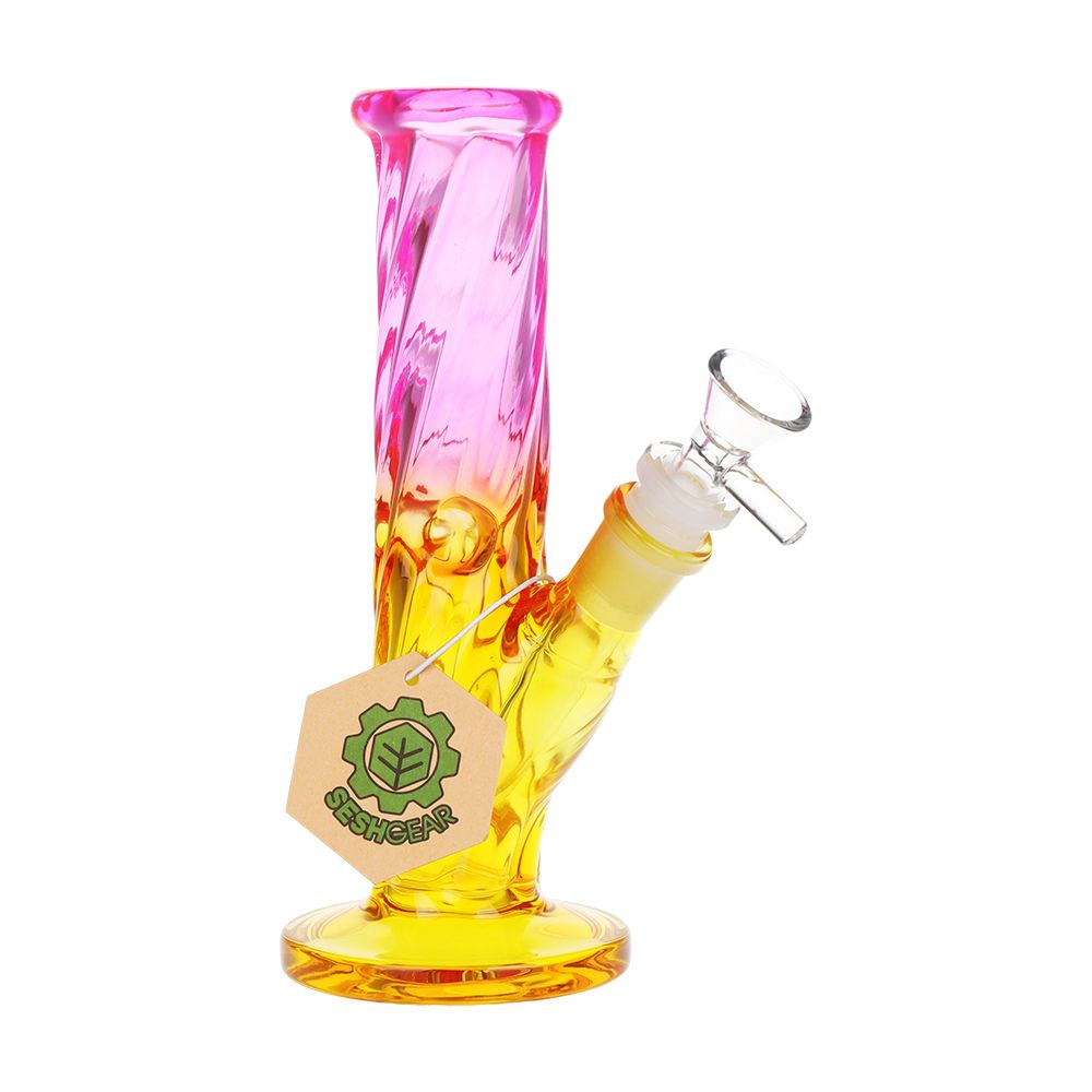 SeshGear Twist Ombre Straight Tube Glass Water Pipe | 7.75" | 14mm F, BDD Wholesale