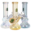SeshGear Double Bubble Electroplated Glass Water Pipe - 8" / 14mm F / Colors Vary, BDD Wholesale