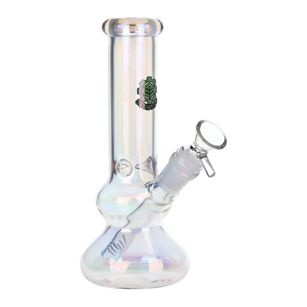 SeshGear Double Bubble Electroplated Glass Water Pipe - 8" / 14mm F / Colors Vary, BDD Wholesale