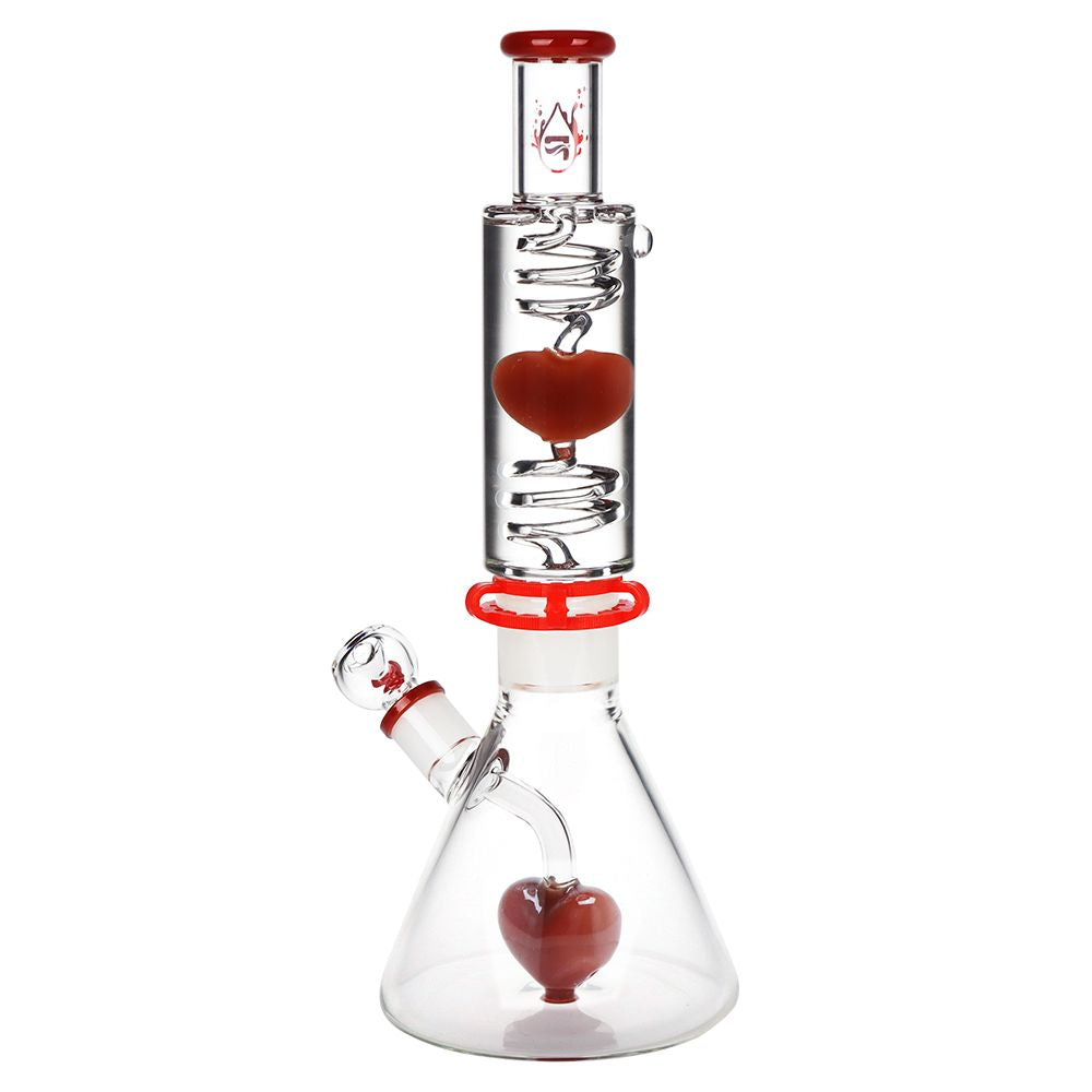 Pulsar Love Heart Beat Glycerin Beaker Glass Water Pipe - 14" / 19mm F, BDD Wholesale
