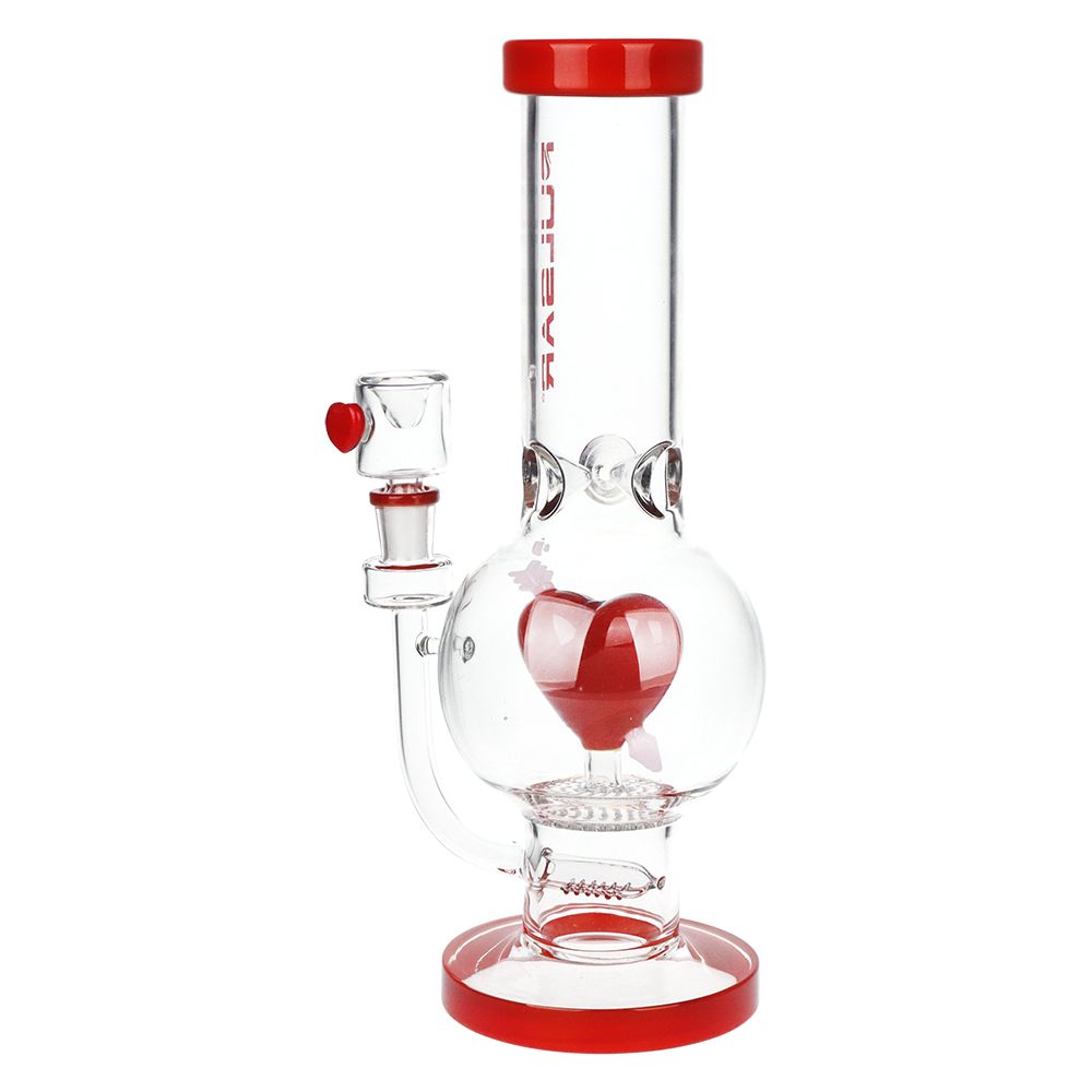 Pulsar Cupids Heart Bubble Base Glass Water Pipe - 12" / 14mm F, BDD Wholesale