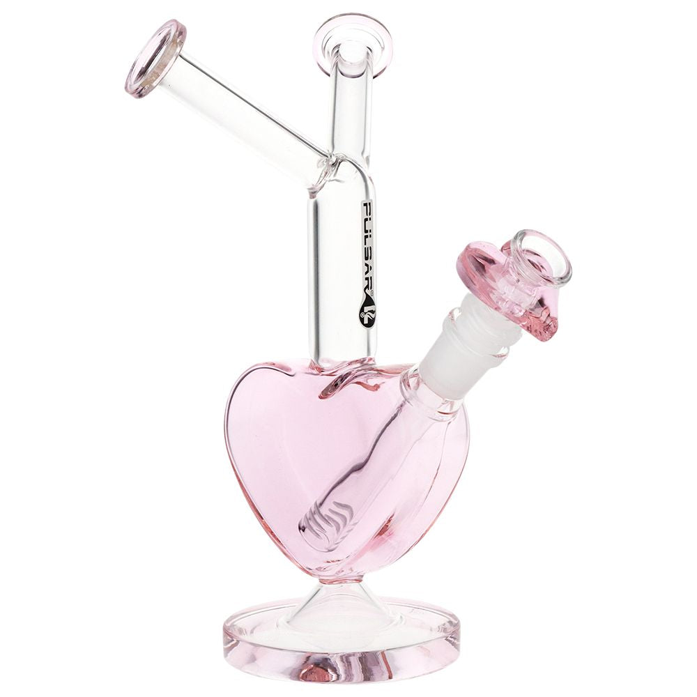 Pulsar Double Kiss Heart Glass Water Pipe - 11" / 14mm F, BDD Wholesale