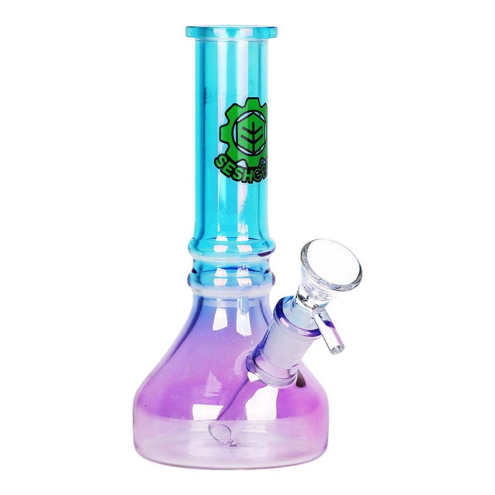 4CT BUNDLE - Seshgear Electroplated Ombre Glass Water Pipe - 6.5" / 14mm F / Assorted Colors, BDD Wholesale