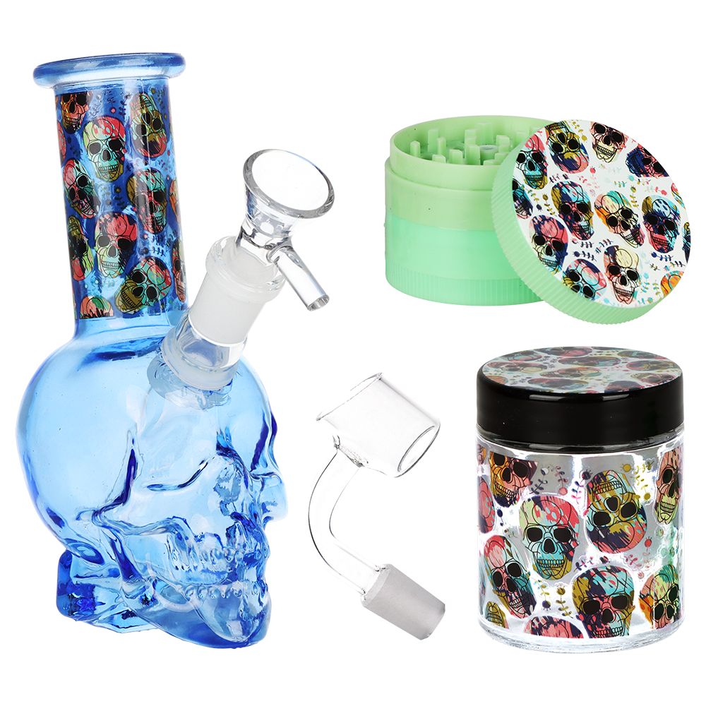 SeshGear Skulled Out Water Pipe Kit - 6" /  Colors & Designs Vary, BDD Wholesale