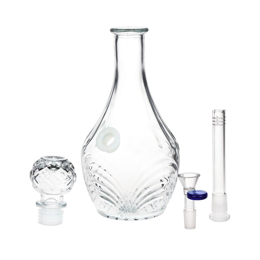 SeshGear Vintage Decanter Style Glass Water Pipe - 10.75" / 14mm F / High Stripe / Colors Vary, BDD Wholesale