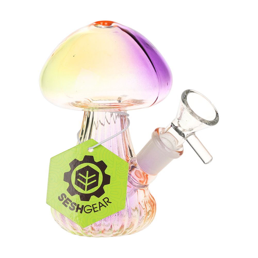 SeshGear Electroplated Mushroom Glass Bubbler - 4.75" / 14mm F, BDD Wholesale