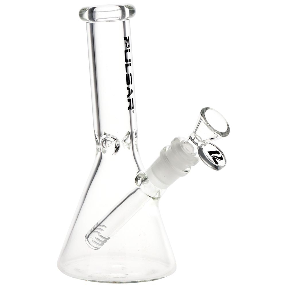 Pulsar Slant Neck Beaker Glass Water Pipe Zippered Case Travel Kit - 7" / Clear, BDD Wholesale