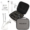 Pulsar Slant Neck Beaker Glass Water Pipe Zippered Case Travel Kit - 7" / Clear, BDD Wholesale
