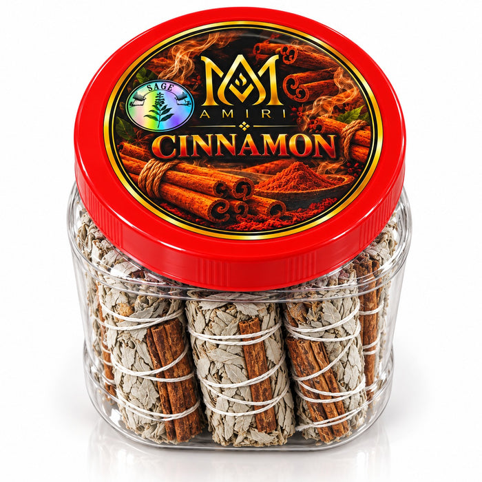 Amiri White Sage Smudge Sticks 12-Pack Jar – Cinnamon, Lavender, Palo Santo, Copal, Eucalyptus, 7 Chakras