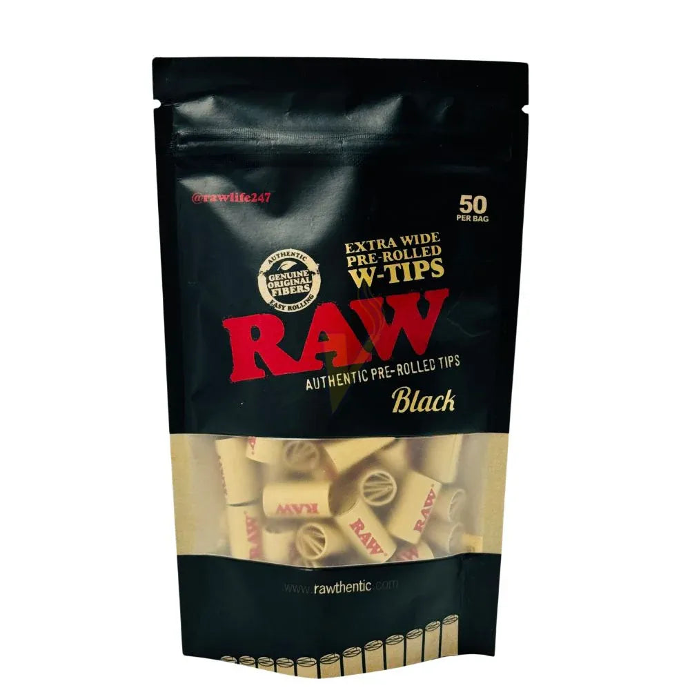 RAW -  Black Extra Wide Pre Rolled Tips (50pcs)