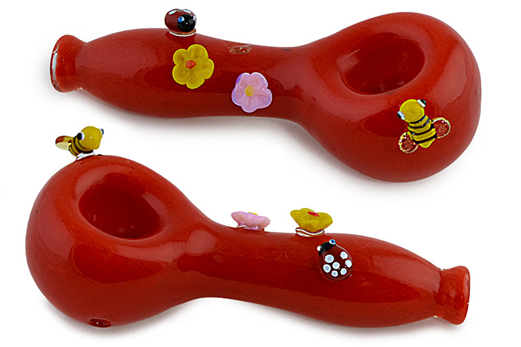 Colorful Bees & Ladybug Glass Pipe