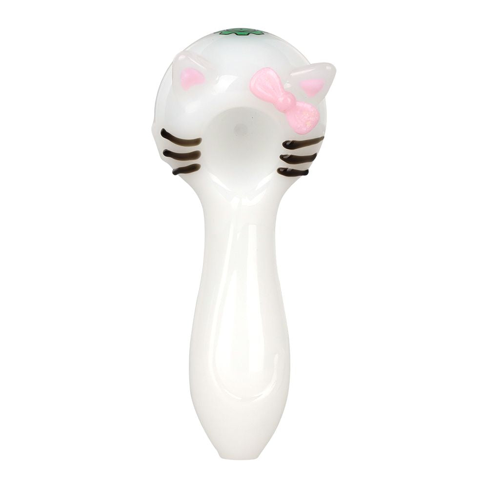 SeshGear Cute Kitty Glass Spoon Pipe - 4", BDD Wholesale