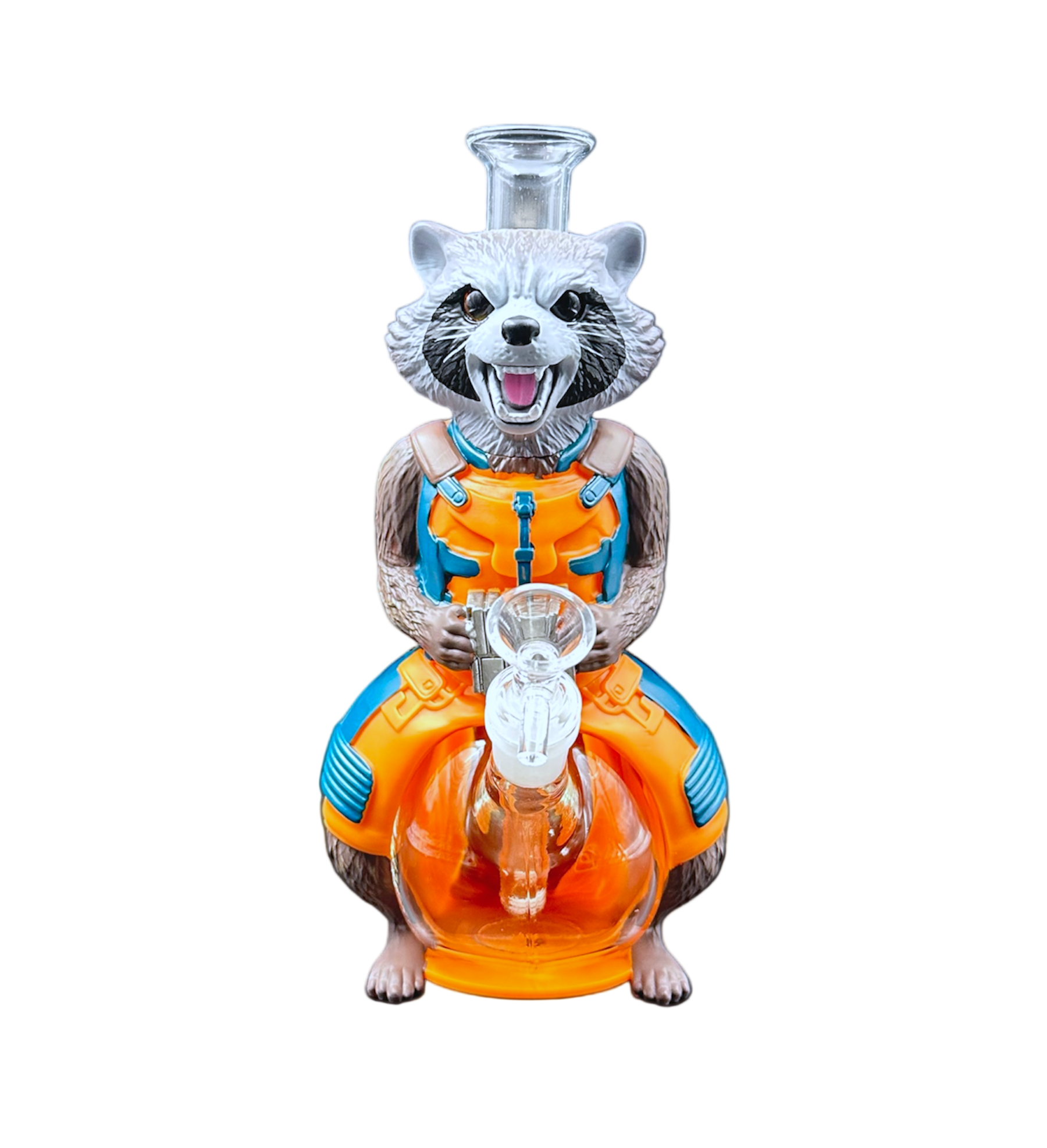 Glass Water Pipe - Raccoon (11")
