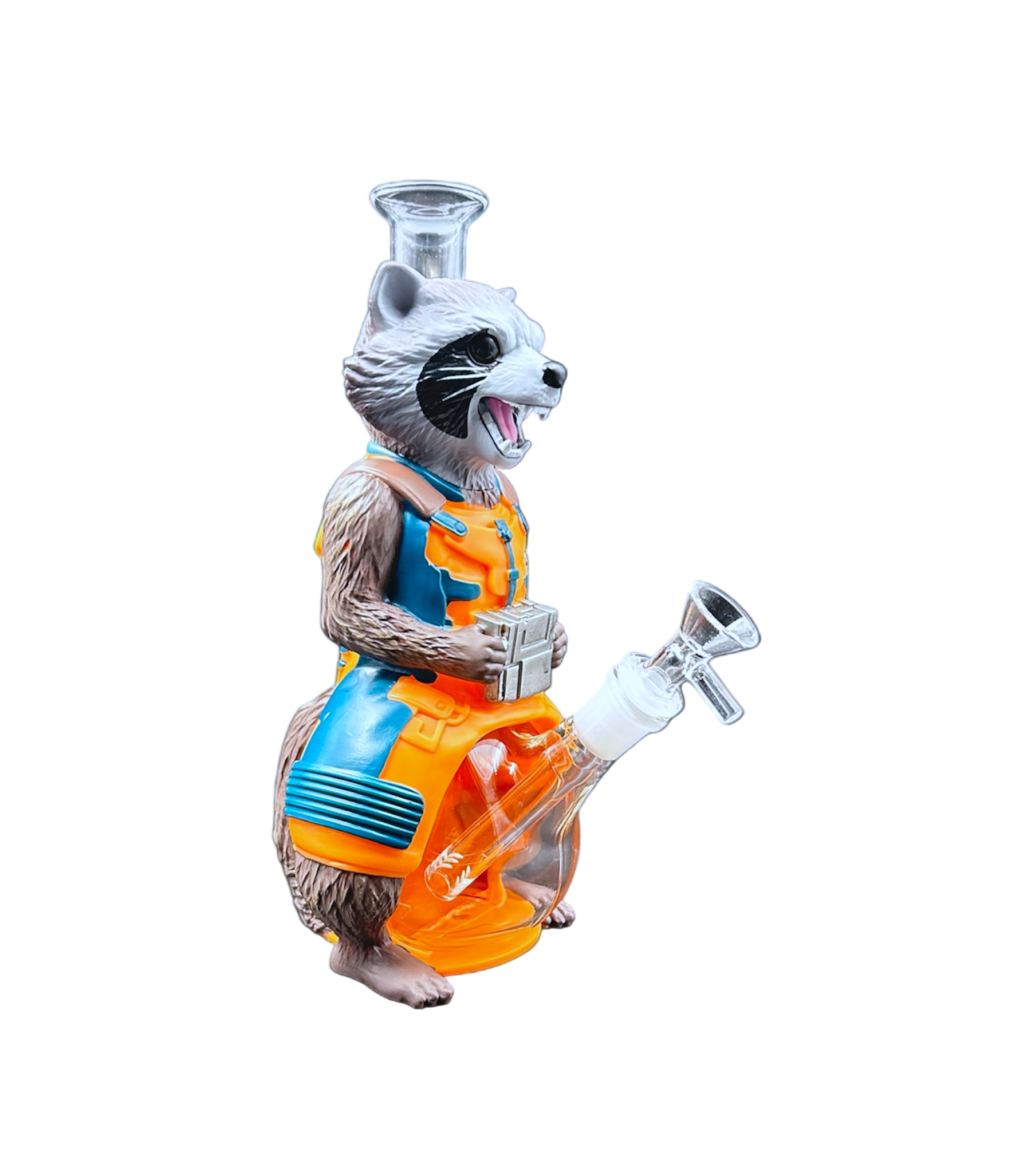 Glass Water Pipe - Raccoon (11")