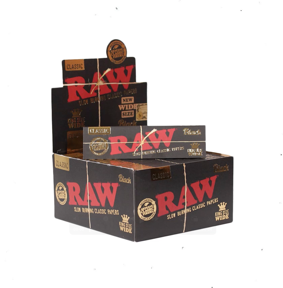 RAW Black King Size Wide rolling papers display box (50pk)