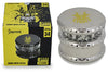 Shredder 4-Piece Metal Herb & Spice Grinder – Polished Silver Gold Skull Etch