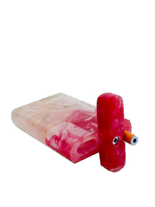 Handmade Acrylic Dugout w/ One Hitter - Red Marble