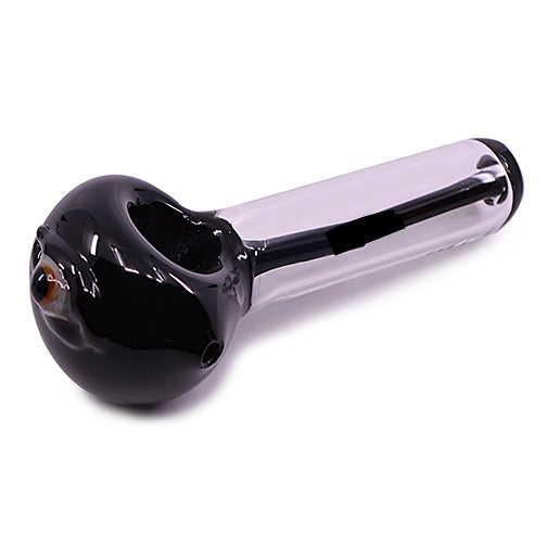 Glass Hand Pipe - Black Clear (4")
