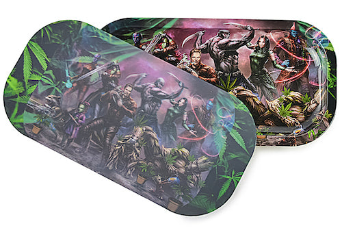 Slim 3D Holographic Metal Rolling Tray w/ Magnetic Lid (Design 17)